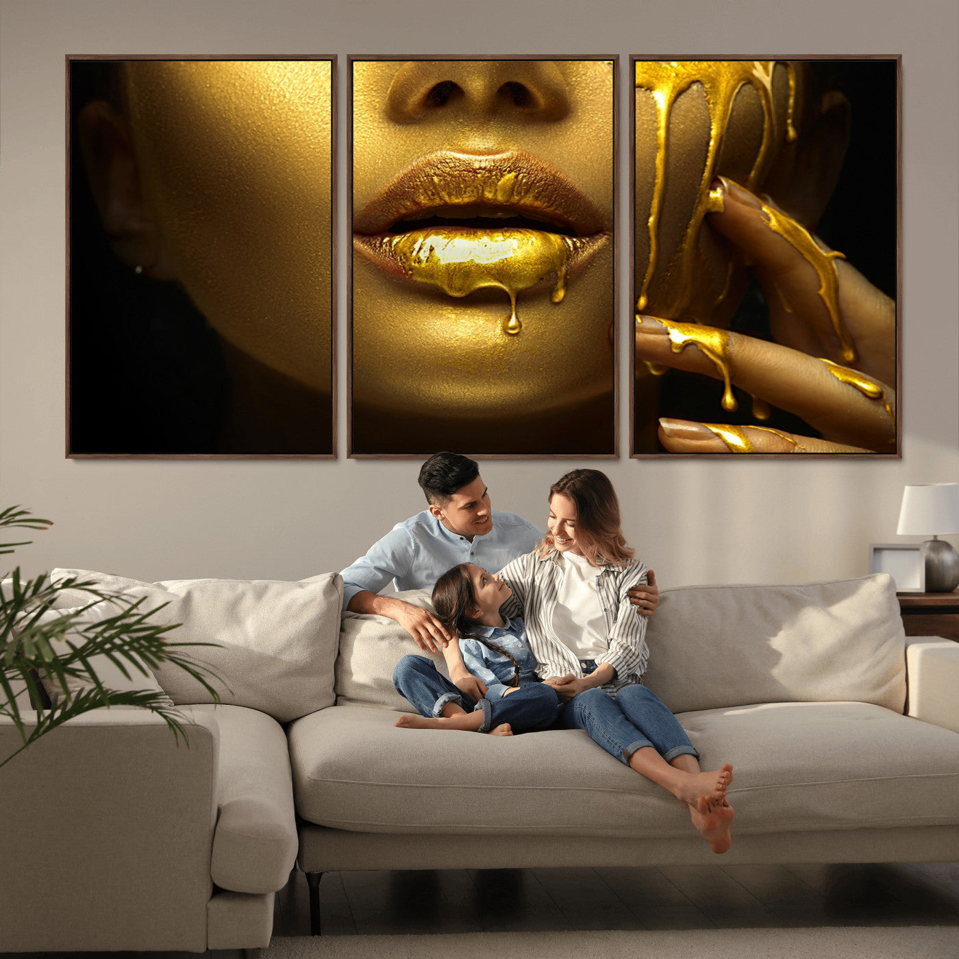 -Gold and Women Wall Art Canvas Print
