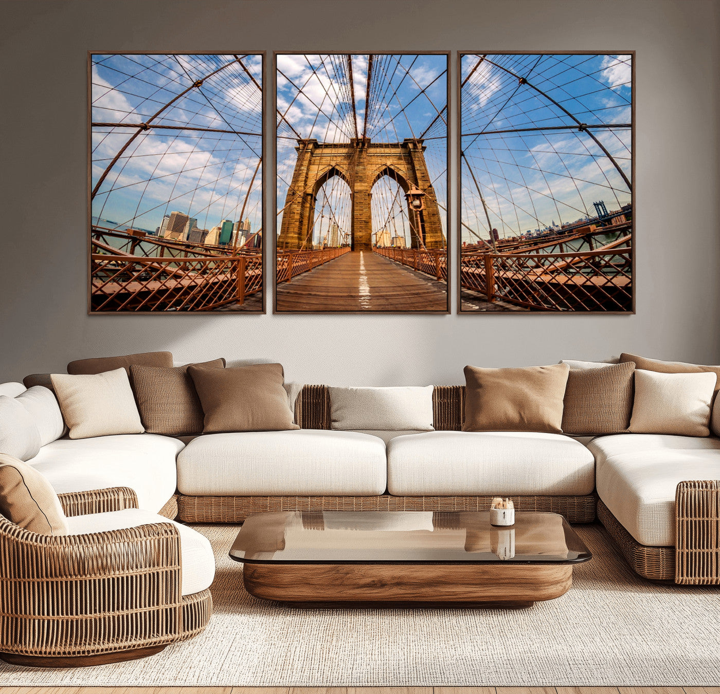 44467-MGV-CV-36X24-Brooklyn Bridge Manhattan Wall Art Canvas Print