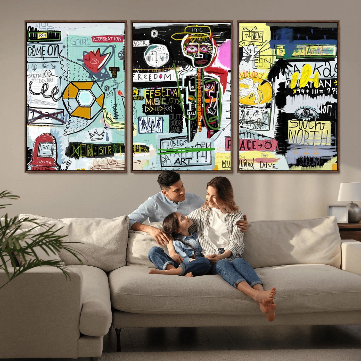 -Graffiti Wall Art – Colorful Urban Street Canvas Print, Modern Expressionist Painting for Living Room, Studio or Office, Bold Art Decor