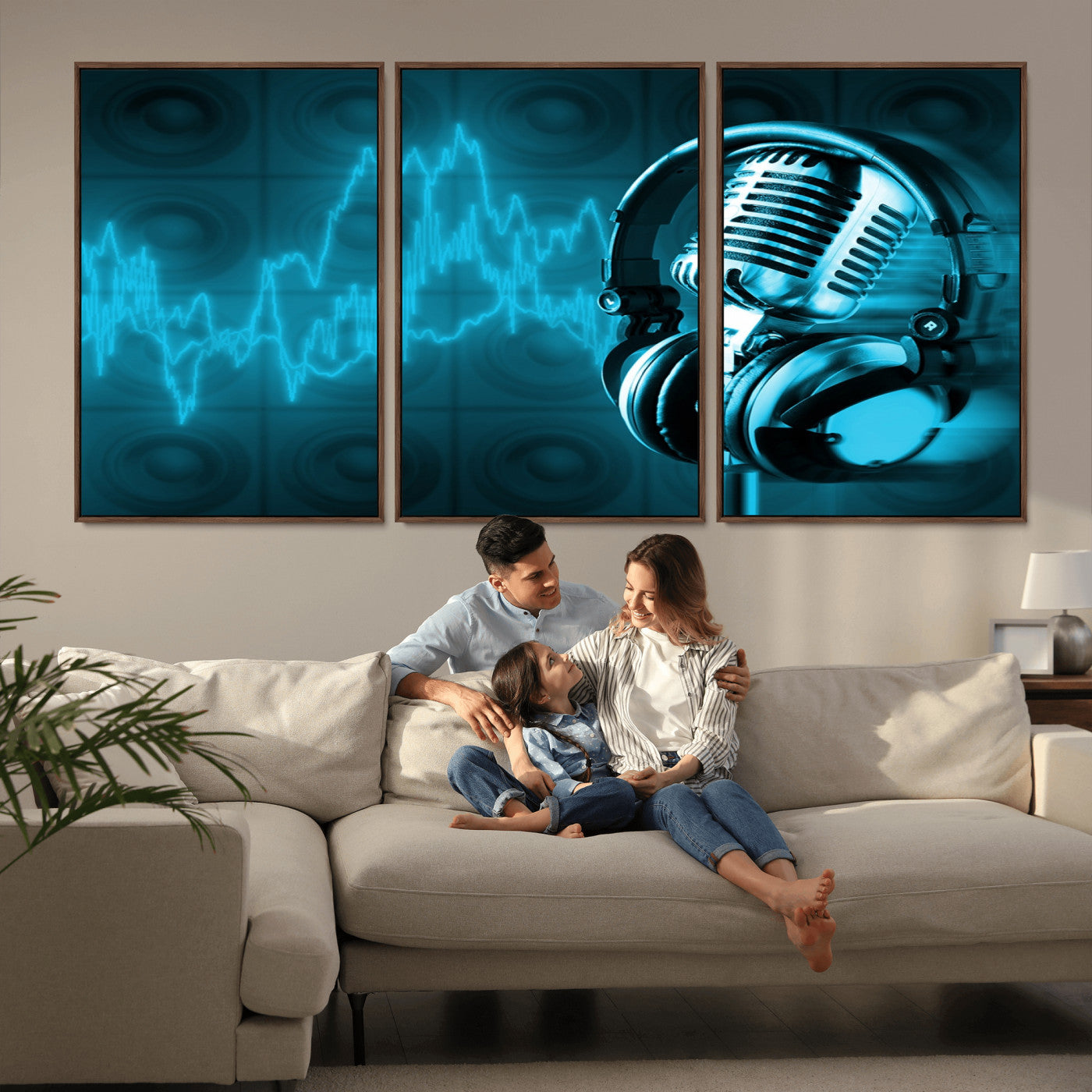 -Music and Microphone Wall Art Canvas Print