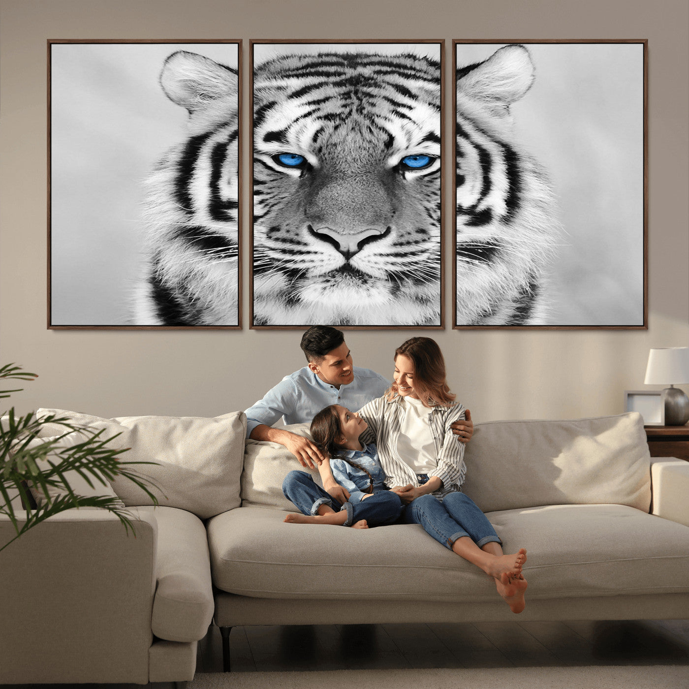 -Black and White Tiger Wall Art Animal Canvas Print