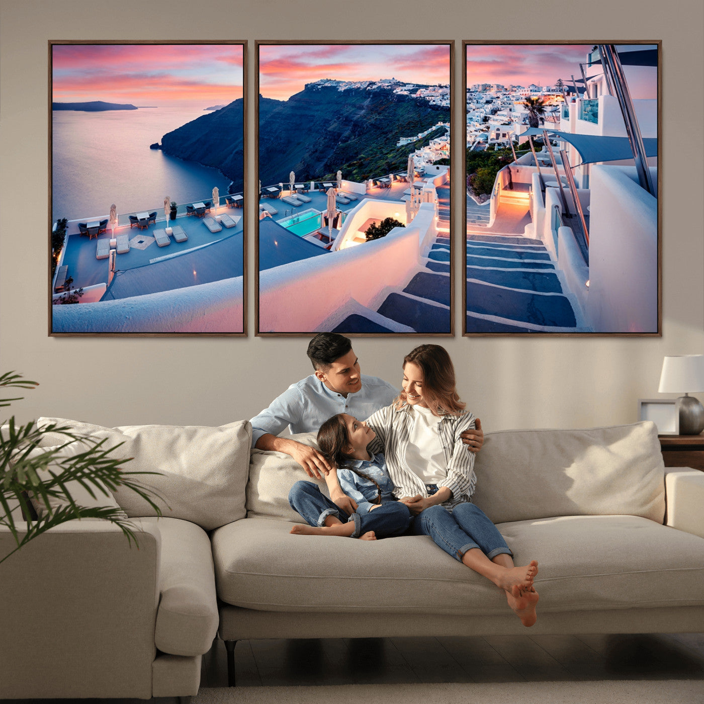 -Santorini Island Wall Art Canvas Print