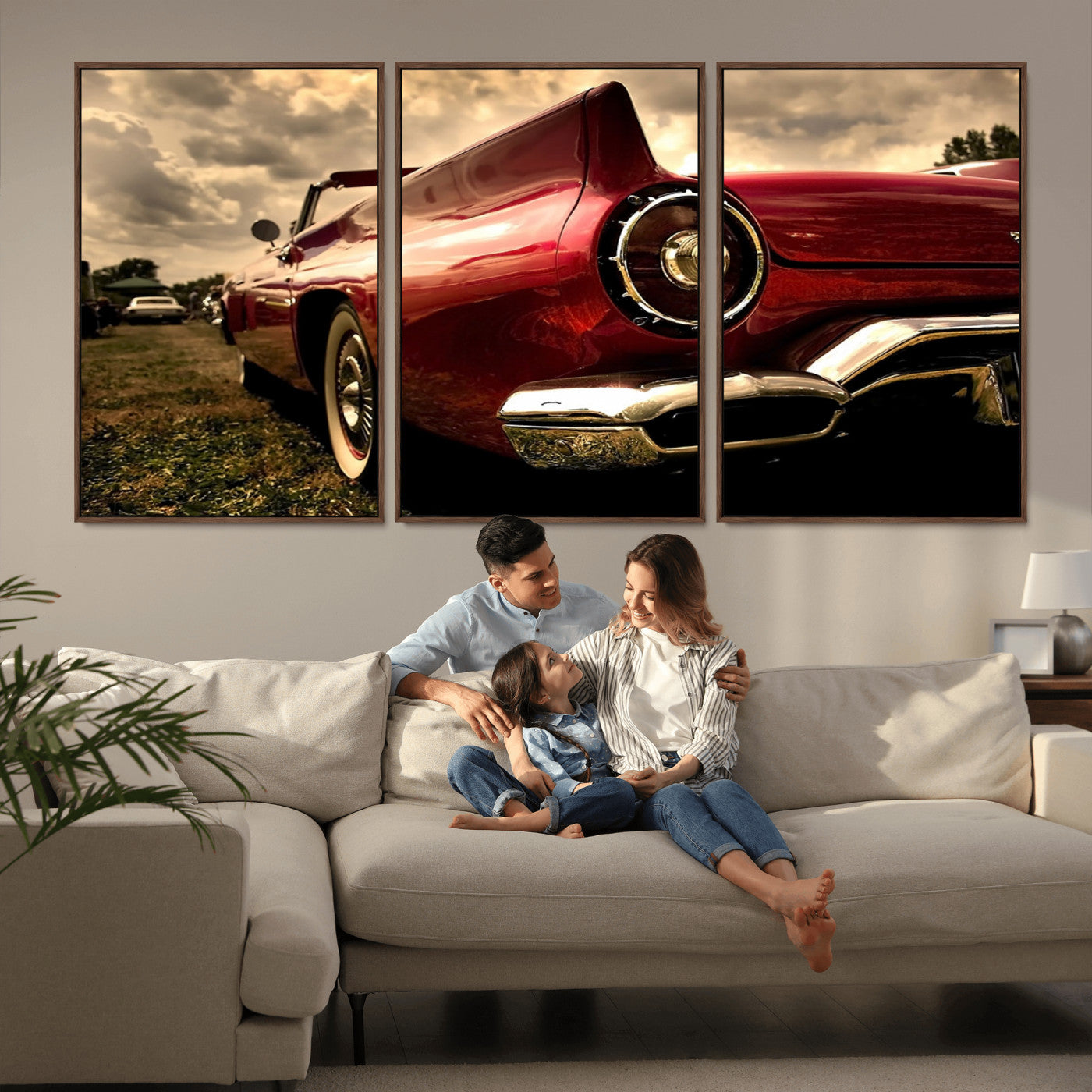 -Red Classic Car Wall Art Canvas Print