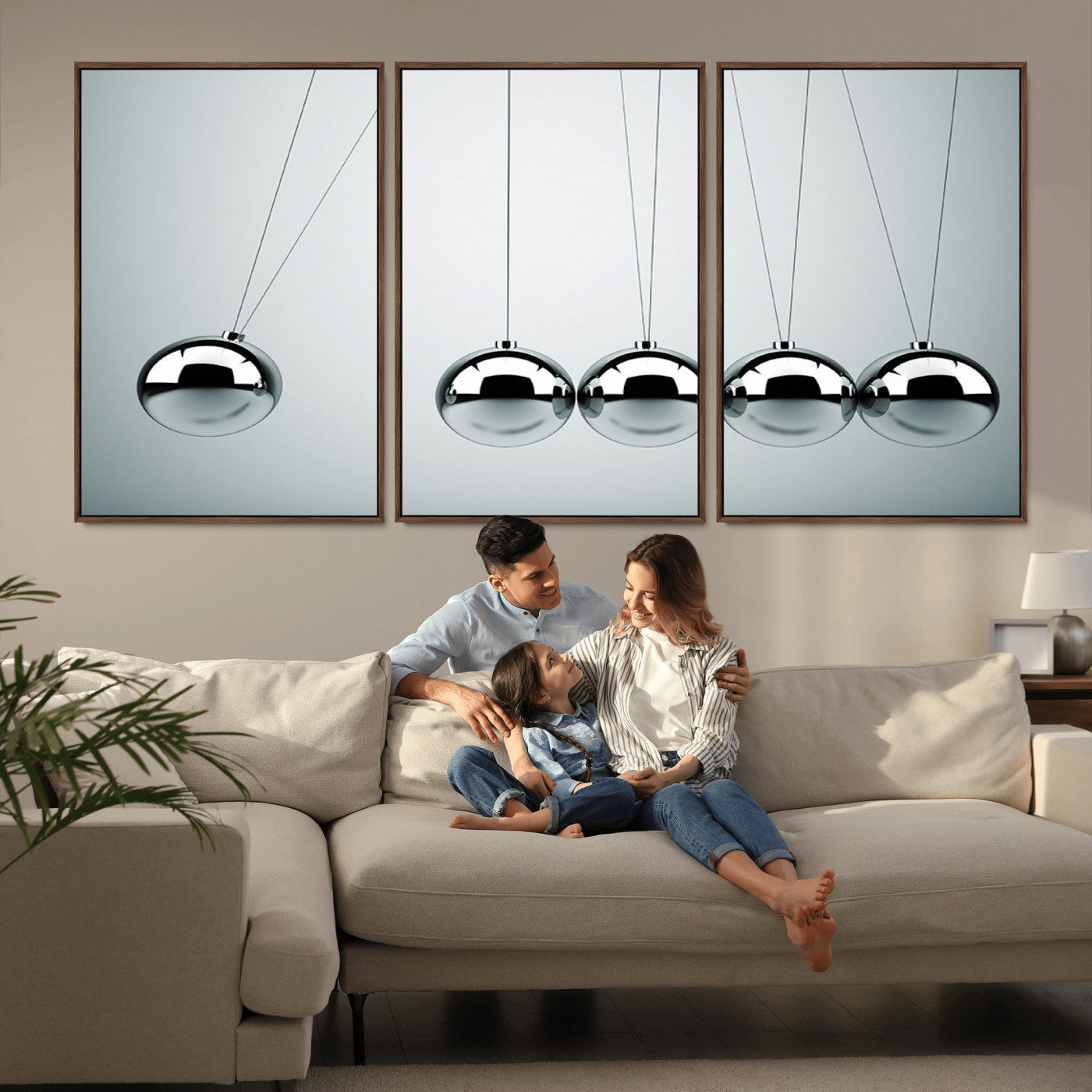 -Newton's Cradle Wall Art Canvas Print, Framed Newton Cradle Wall Art