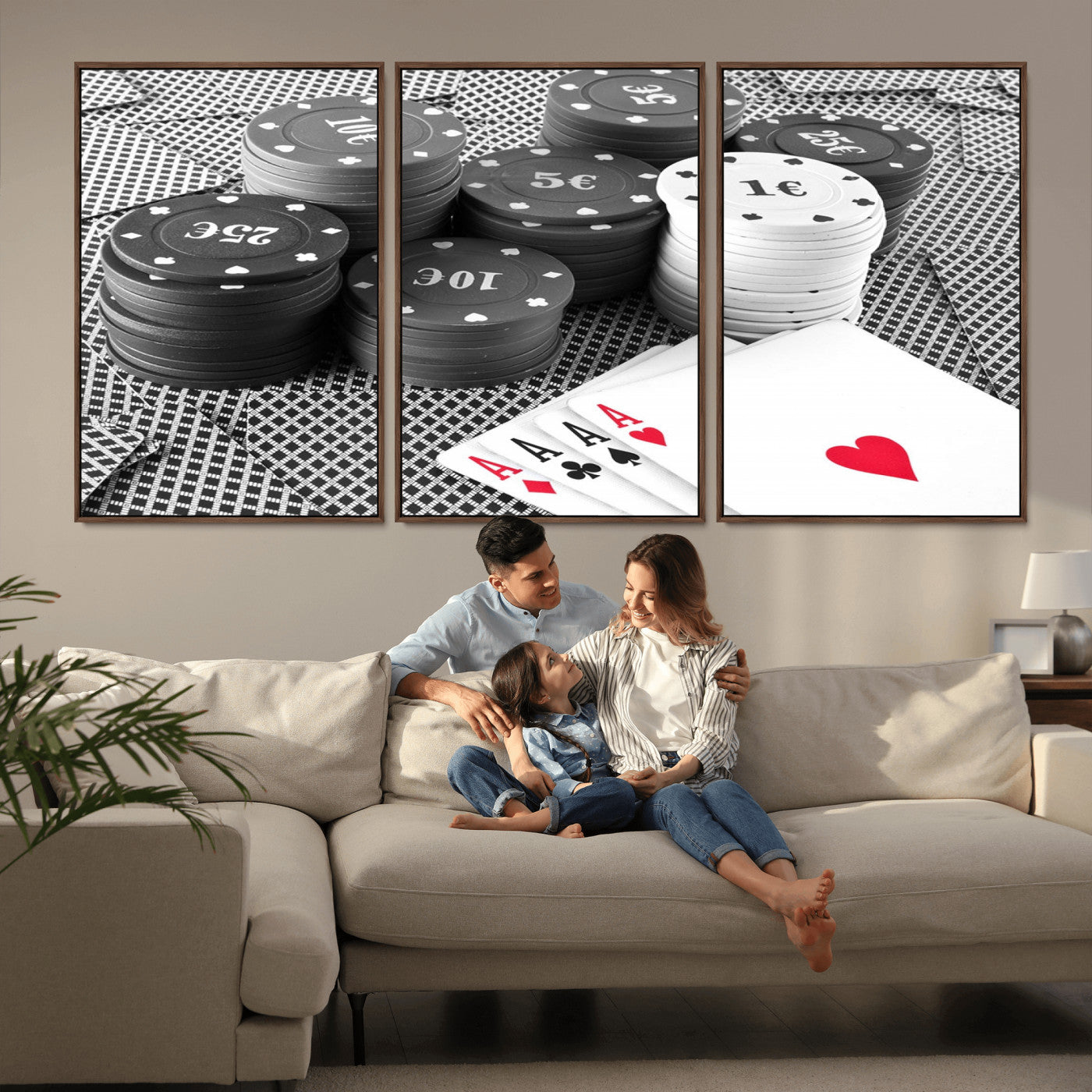 -Poker Game Cards Wall Art Canvas, Multi Panel Wall Art Canvas Print