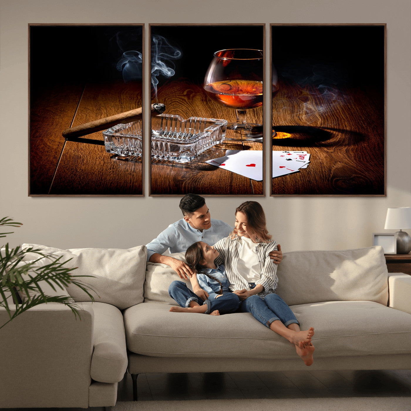 -Whiskey Cigar Wall Art Canvas Print Kitchen Wall