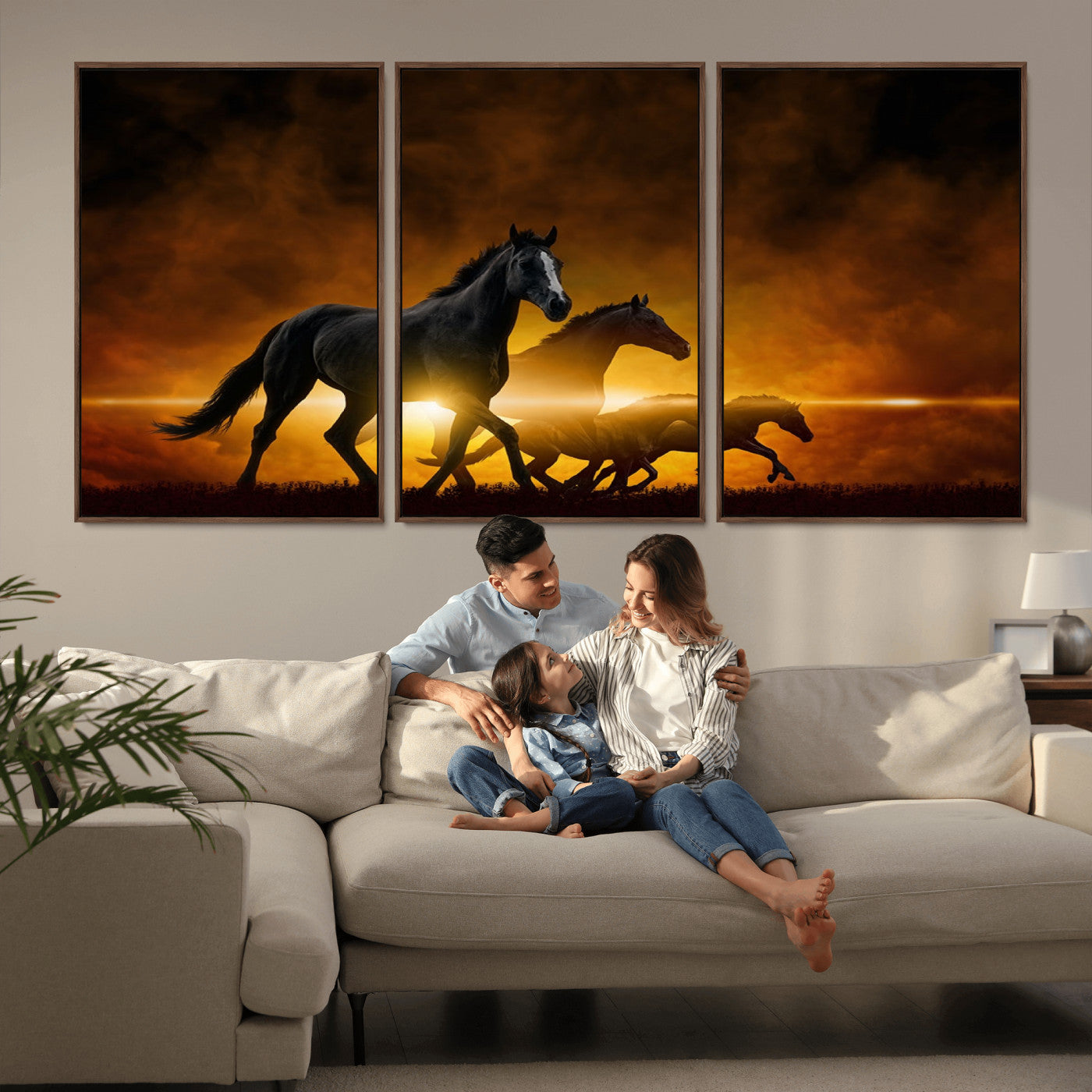 -Horse Wall Art Canvas Print, Multi Panel Animal Canvas Print
