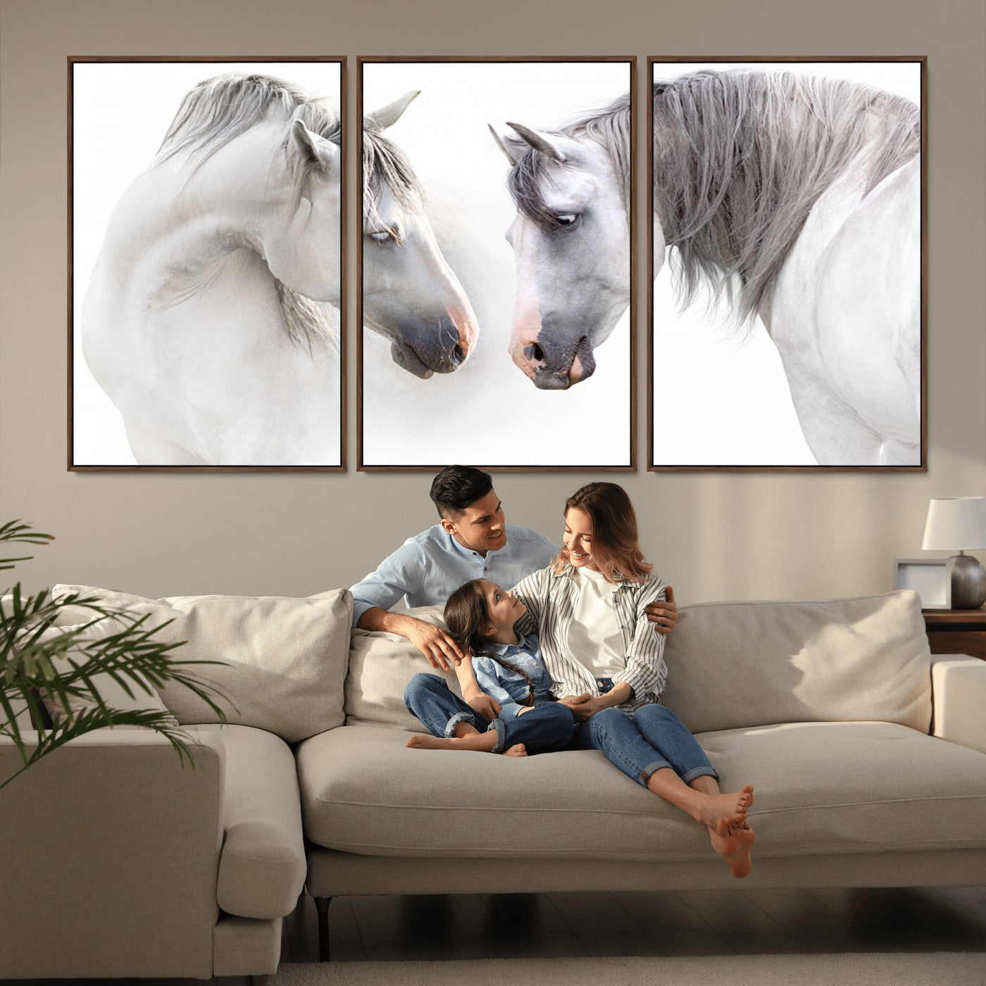 -White Horse Wall Art Animal Canvas Print
