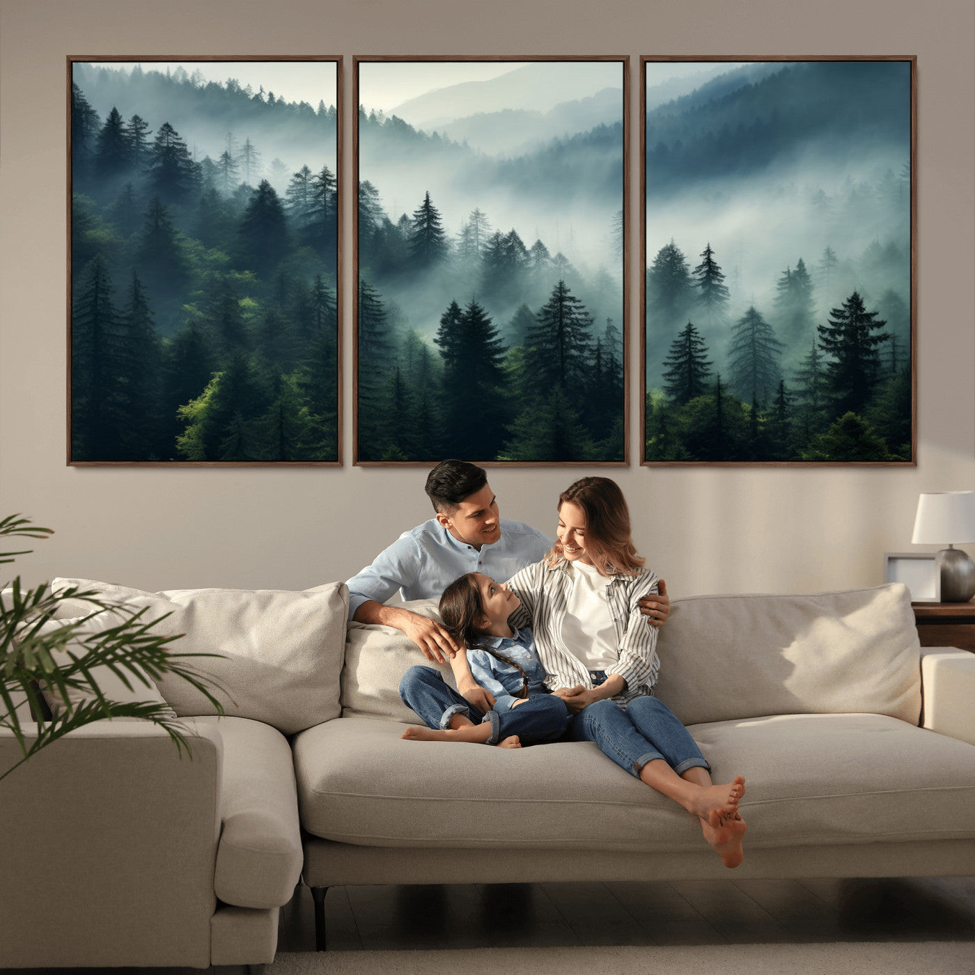 -Captivating Misty Forest Wall Art Premium Canvas Print a Foggy and Serene Atmosphere Art