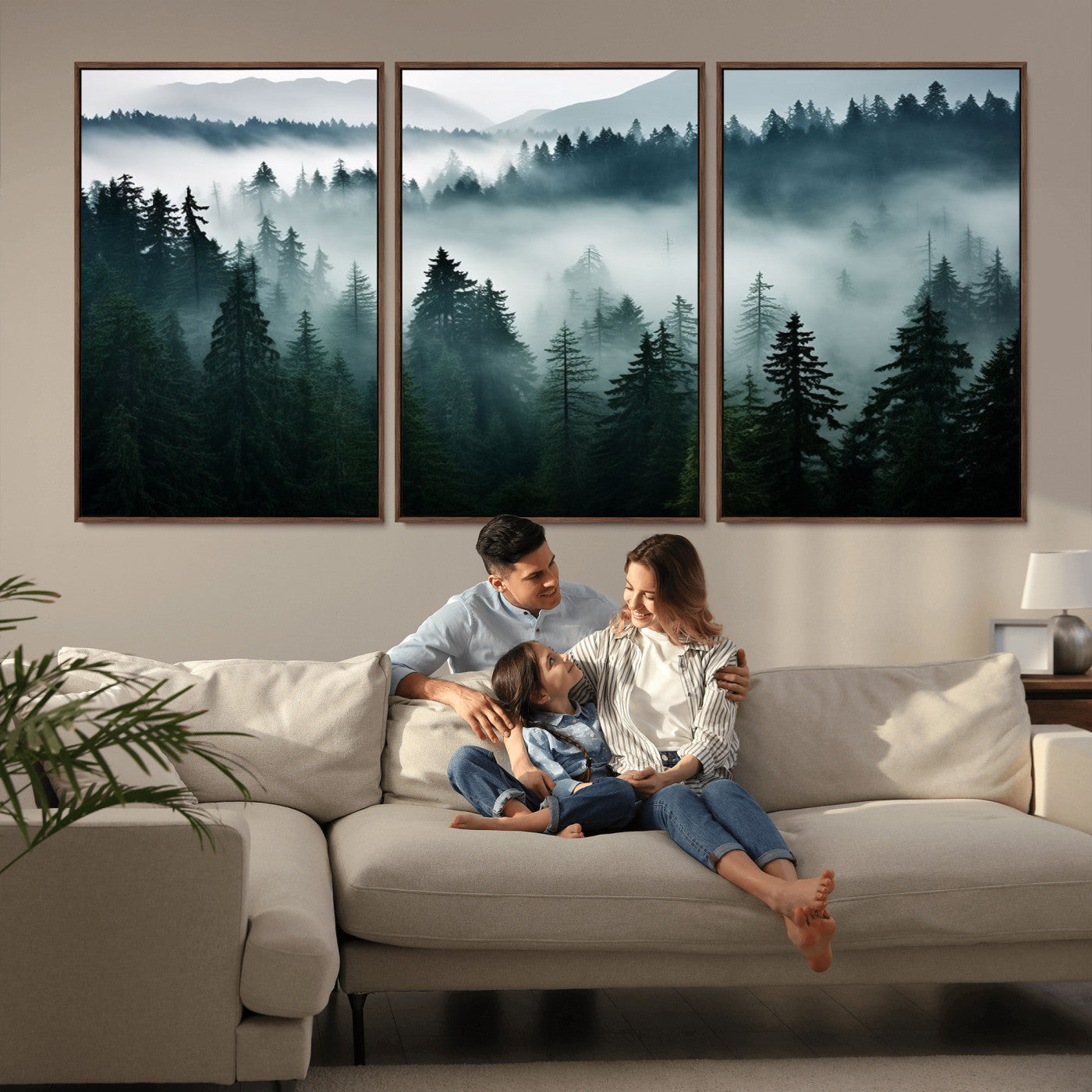 -Captivating Misty Forest Wall Art Canvas, Premium Canvas Print a Foggy and Serene Atmosphere