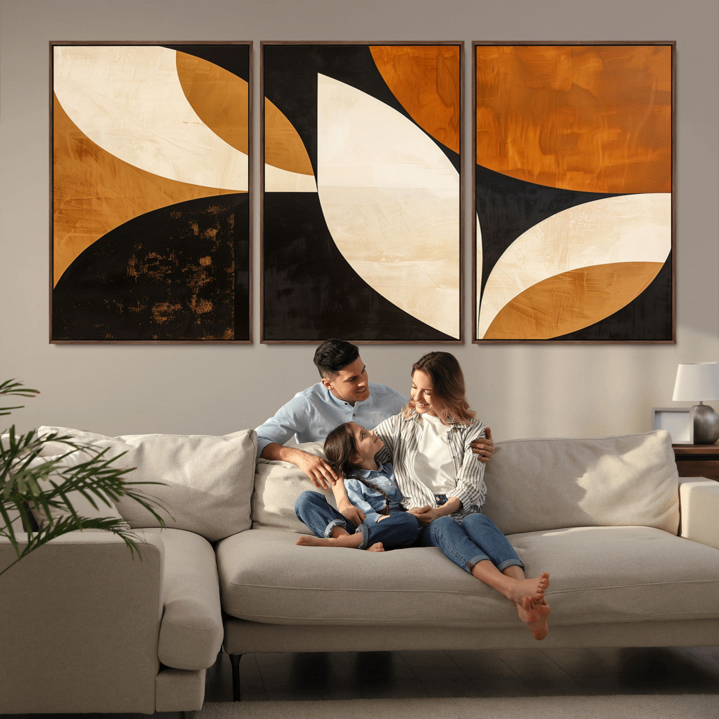 21251-MGV-CV-36X24-Geometric Abstract Wall Art Canvas Print, Mid Century Modern Wall Art Print