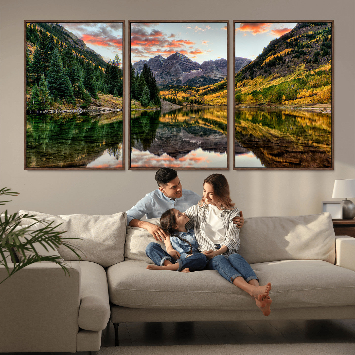 14376-MGV-CV-36X24-Maroon Bells Wall Art - Scenic Canvas Print of Maroon Bells in Autumn for Elegant Home or Office