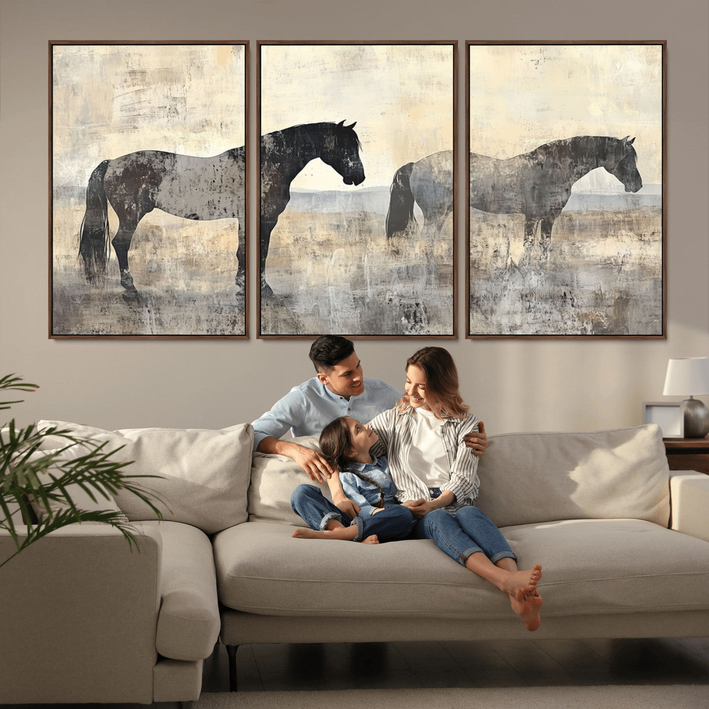 -Vintage Horses Wall Art Canvas Print