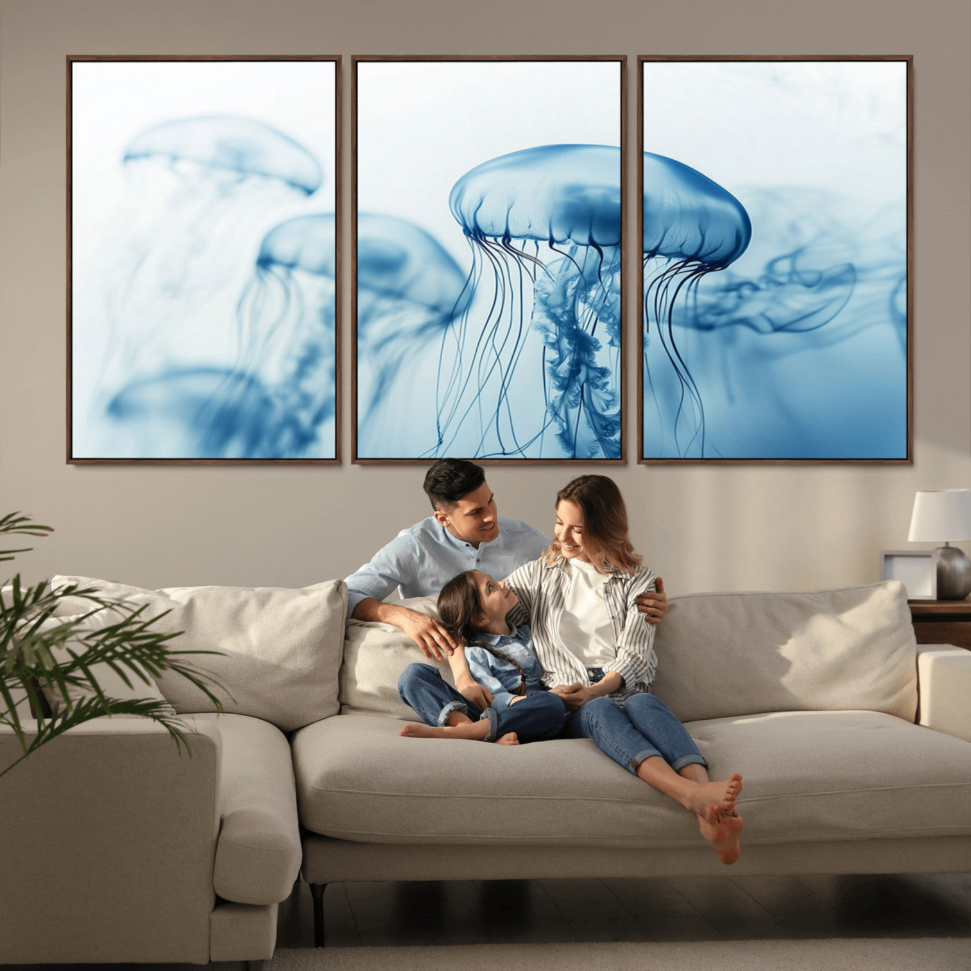 -Blue Jellyfish Wall Art Canvas Print