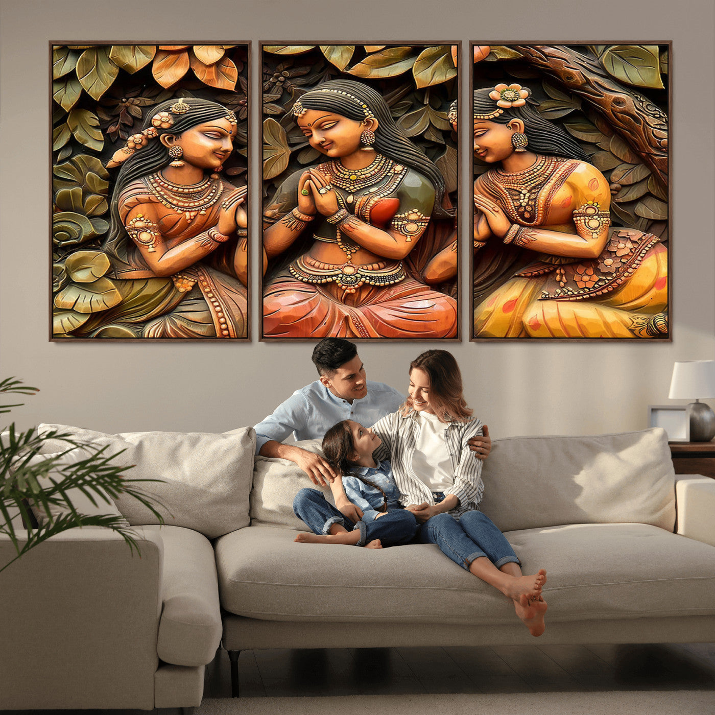 12926-MGV-CV-36X24-Indian Woman Statue Wall Art Canvas Print