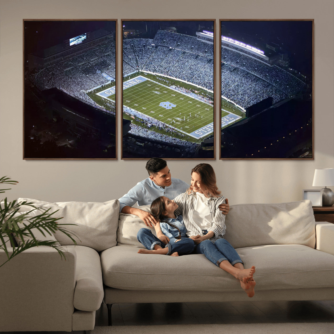 88375-MGV-CV-36X24-University of North Carolina Tar Heels Football Team Print - Chapel Hill Kenan Memorial Stadium