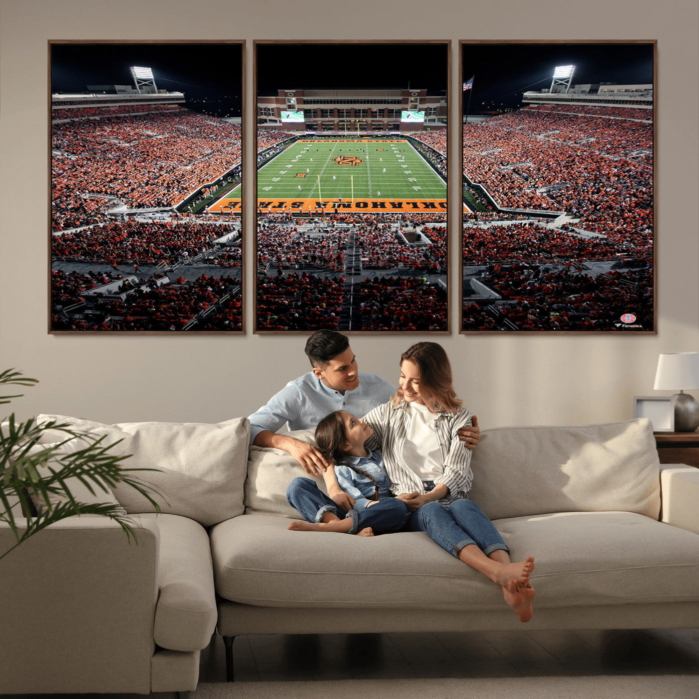 81675-MGV-CV-36X24-Boone Pickens Stadium Wall Art Oklahoma State Cowboys Print Framed Sports Canvas Art for Home, Office, Living Room