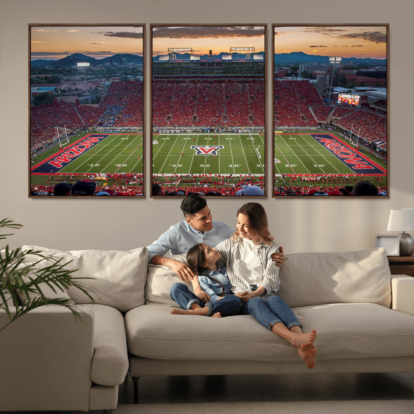 99722-MGV-CV-36X24-Framed Arizona Wildcats Football Team Print - Tucson Arizona Stadium Wall Art Canvas Print