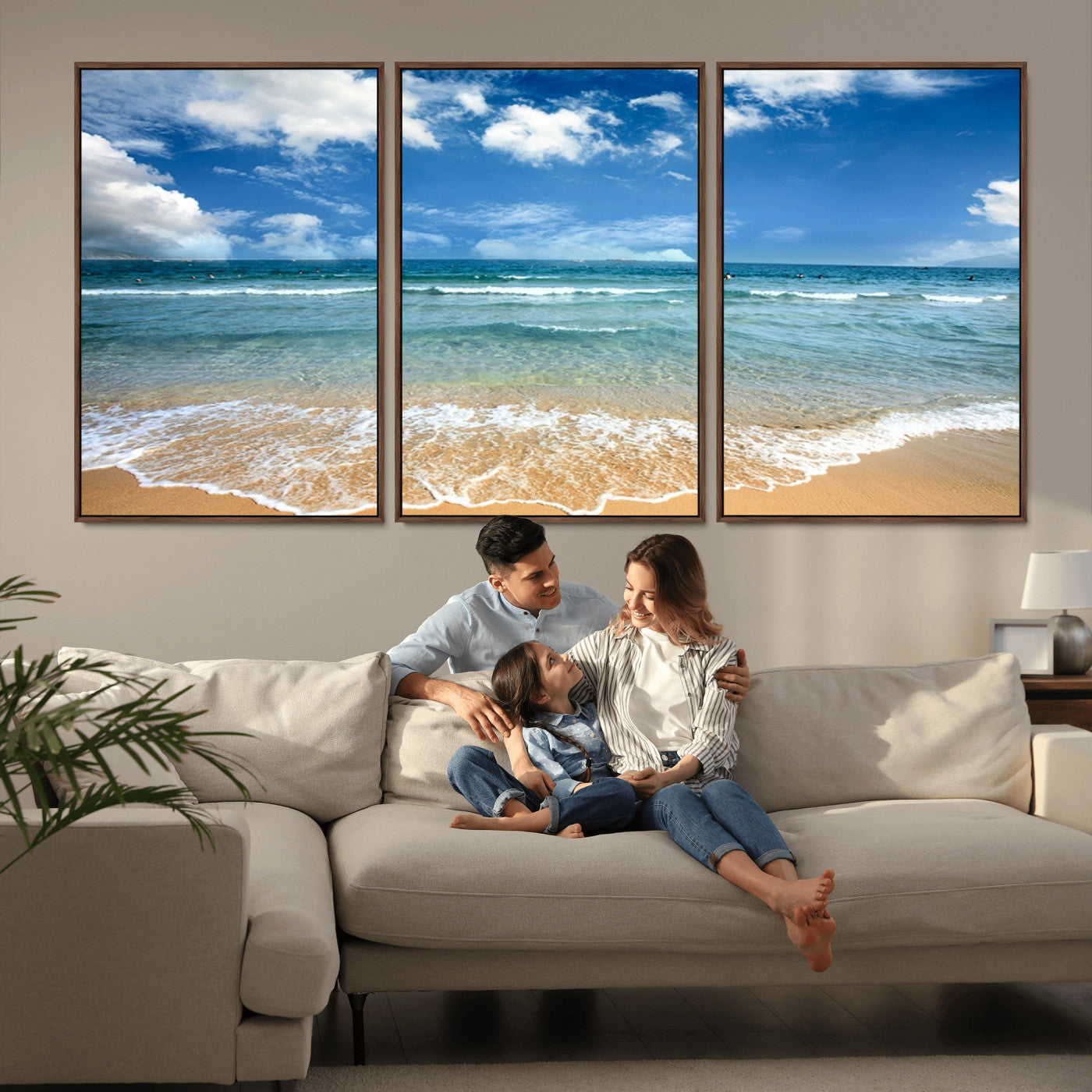 -Sea View From the Beach Canvas Print