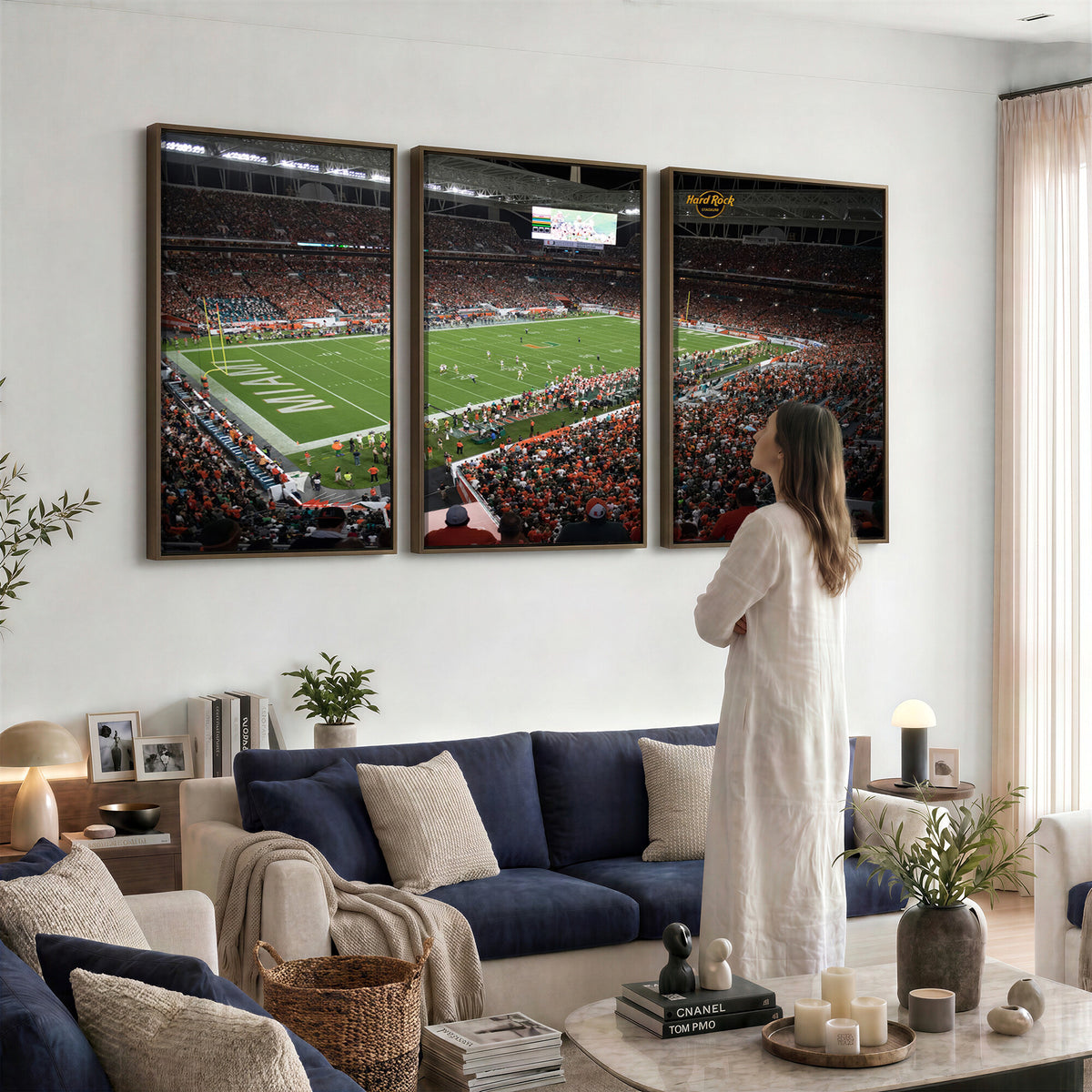 33698-PAN-FL-20X10 - Miami Hurricanes Football Team Print Canvas- Miami Hard Rock Stadium Wall Art Canvas Print