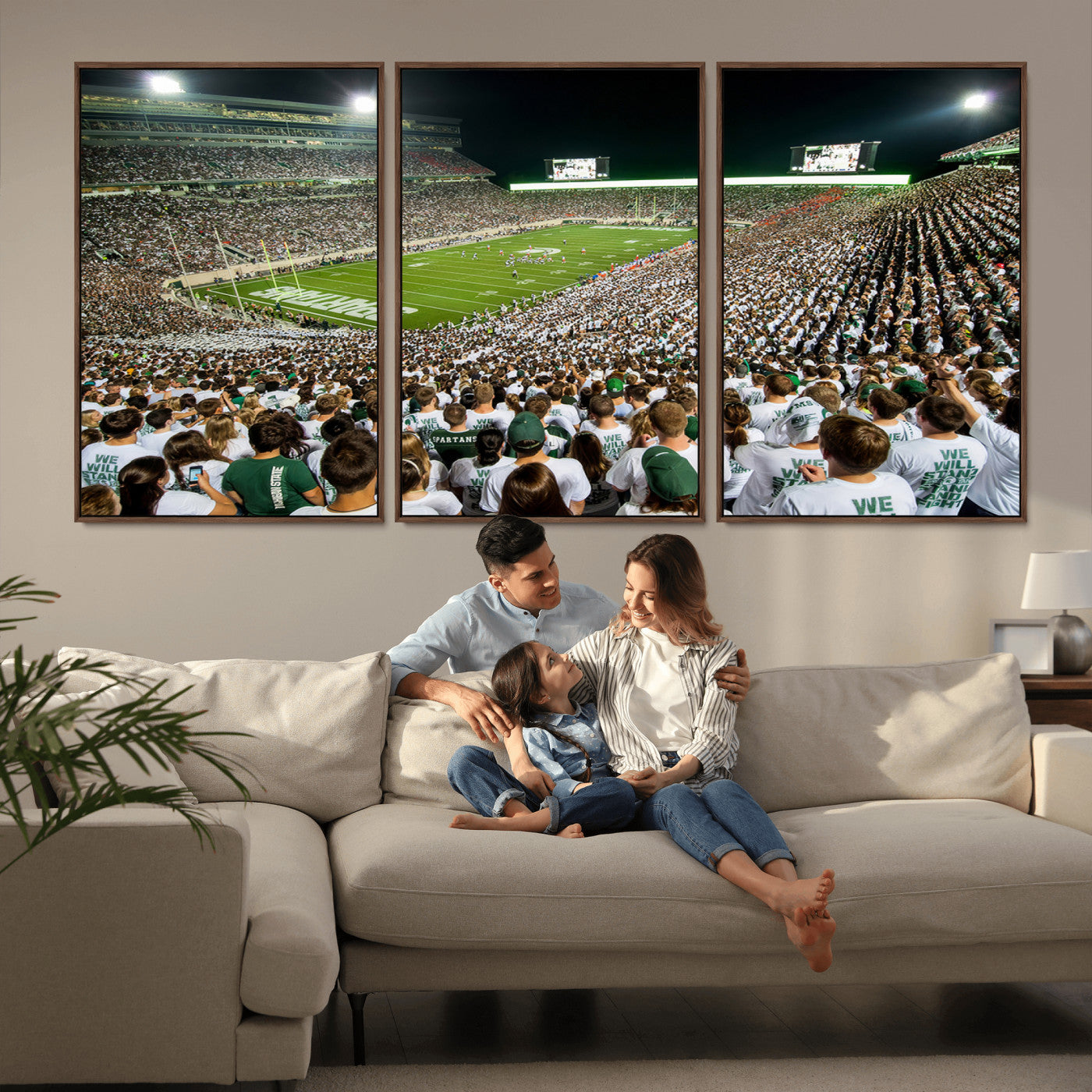 -Michigan State Spartans Football Canvas Print - East Lansing Spartan Stadium Wall Art Canvas Print