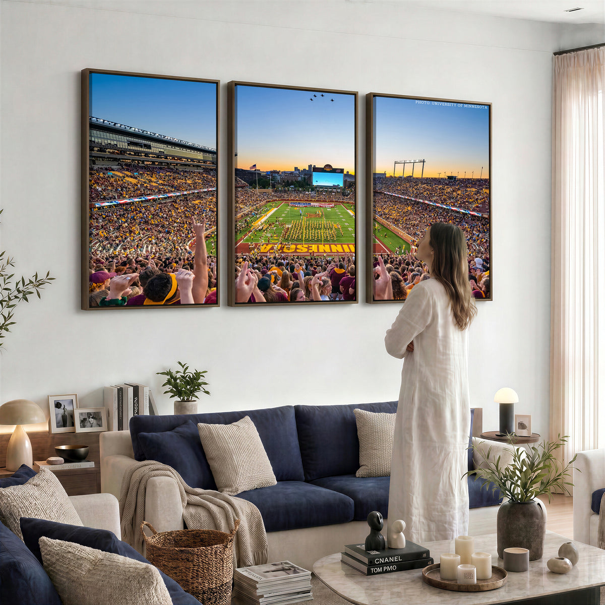 63452-PAN-FL-20X10 - University of Minnesota Golden Gophers Football Team Print - Minneapolis Huntington Bank Stadium