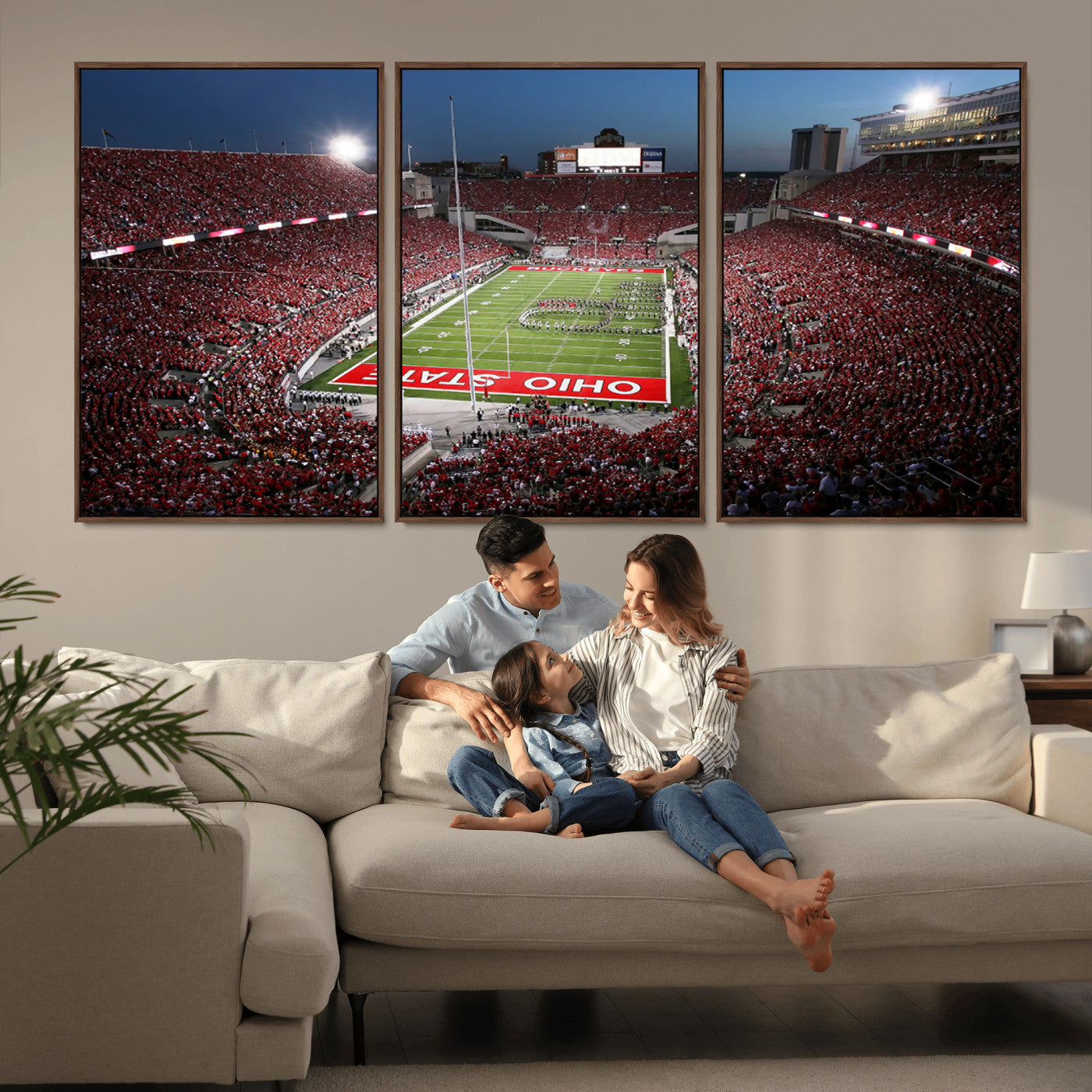 -Ohio State University Buckeyes Football Team Print - Columbus Ohio Stadium Wall Art Canvas Print