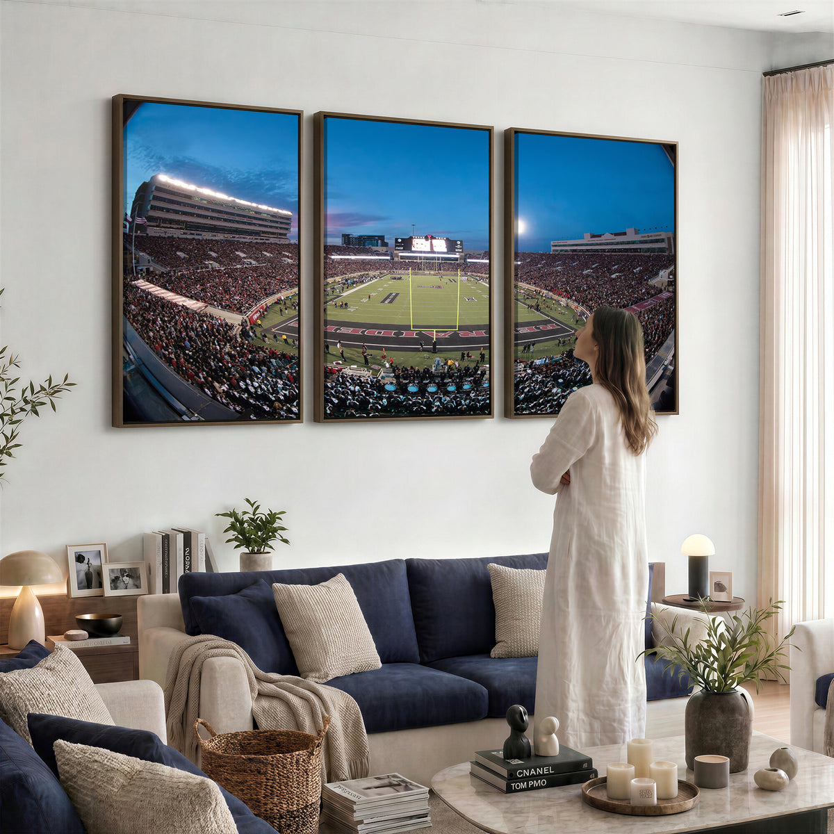 60763-PAN-FL-20X10 - Texas Tech Red Raiders Canvas, Framed Football Team Print - Lubbock Jones AT&T Stadium Wall Art
