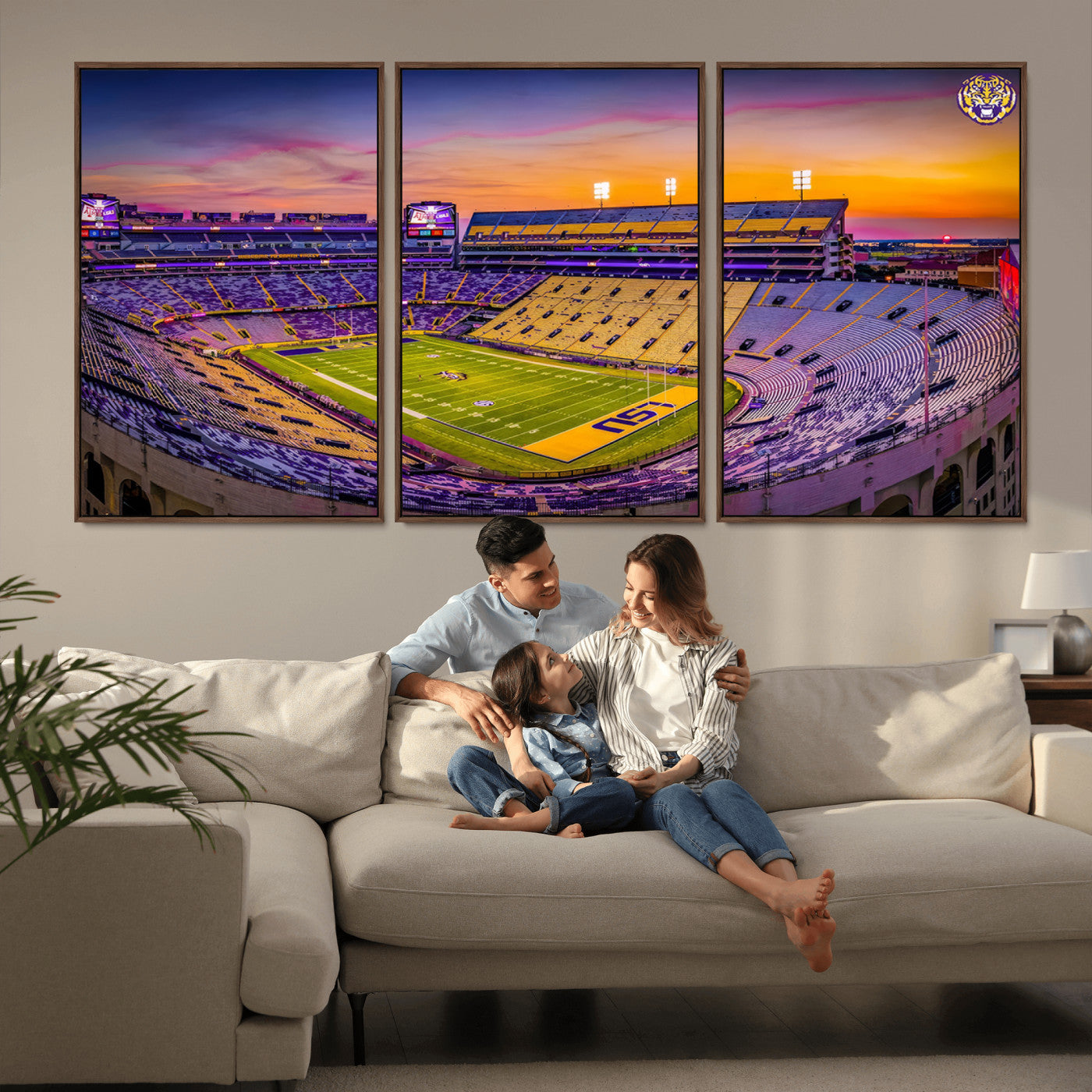 93538-MGV-CV-36X24-The Louisiana State University Tigers Football Team Print - Baton Rouge Tiger Stadium Wall Art