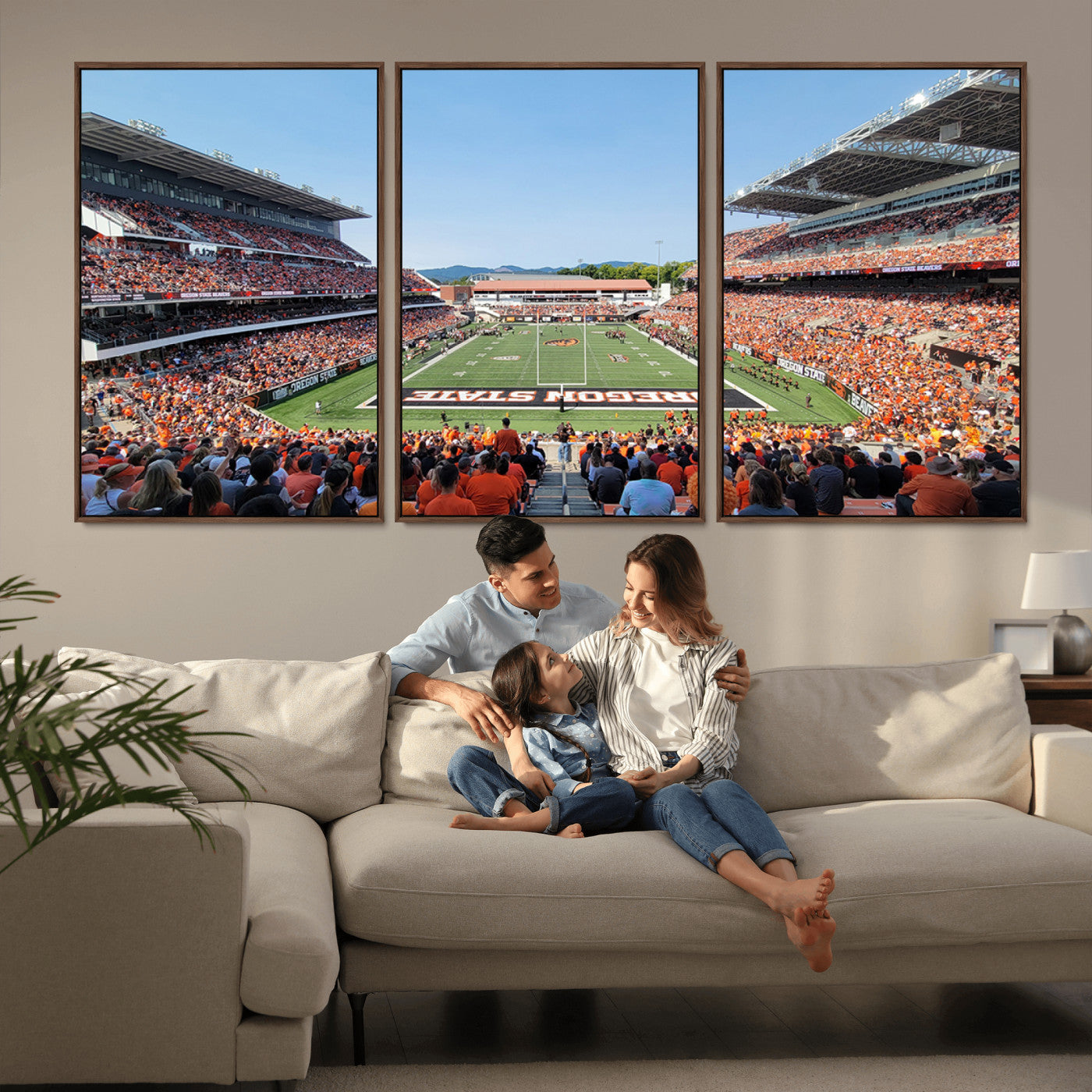 35211-MGV-CV-36X24-Oregon State Beavers Football Team Print - Corvallis Reser Stadium Wall Art Canvas Print