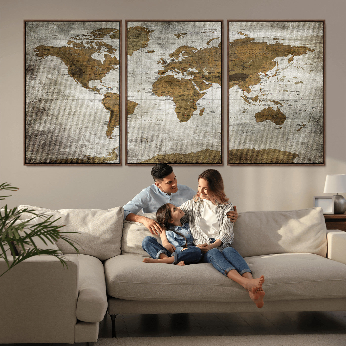 -Push Pin World Map Canvas Print – Travel Tracker Wall Art for Couples, Perfect Anniversary Gift for Home or Office Decor