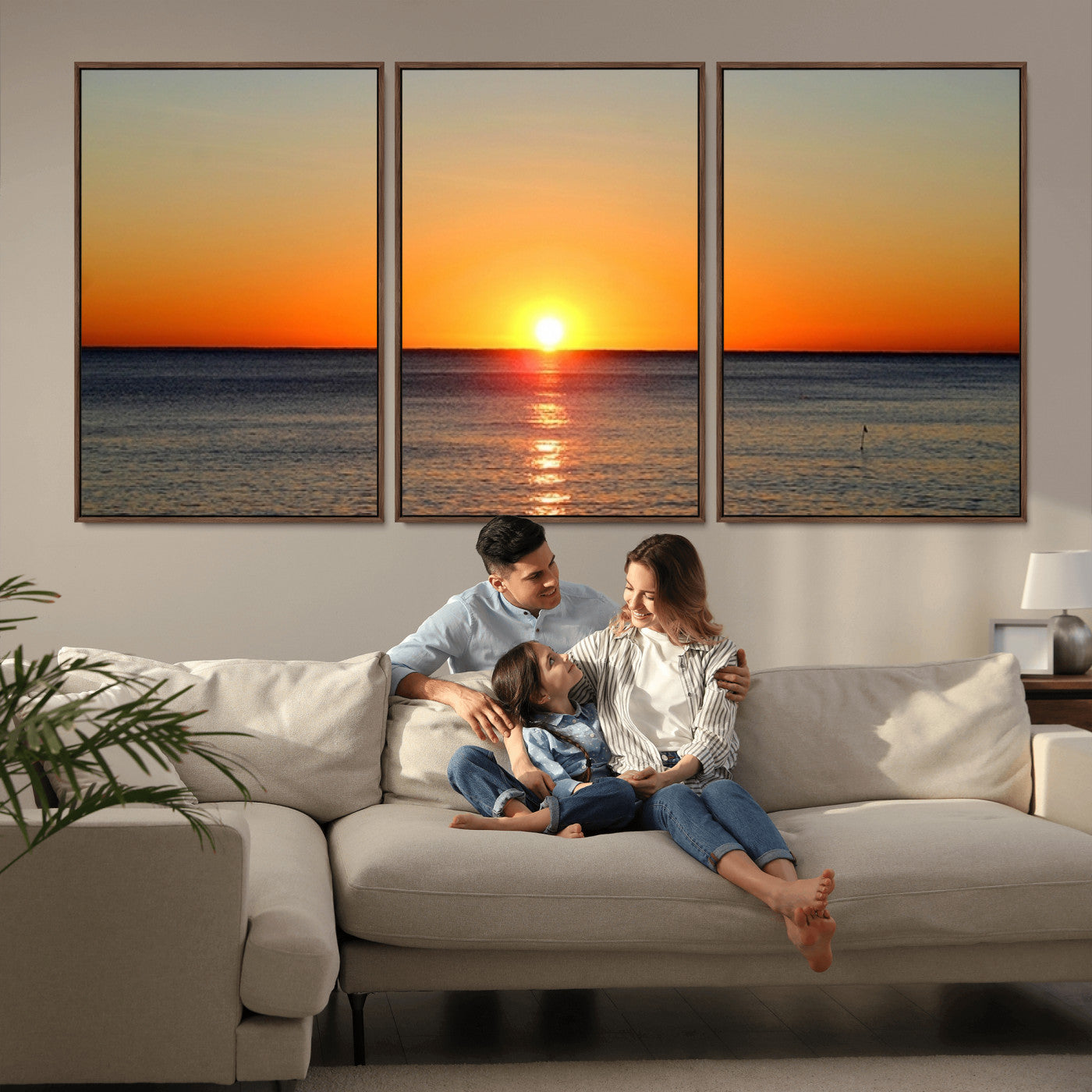 54676-MGV-CV-36X24-Golden Horizon Sunset Over Ocean Wall Art Canvas Print – Tropical Beach Canvas Wall Art – Giclee