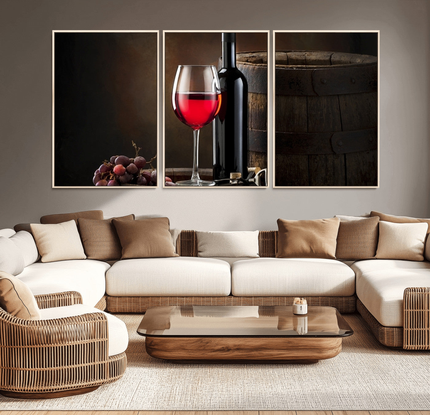 -Red Wine and Bottle Canvas Print