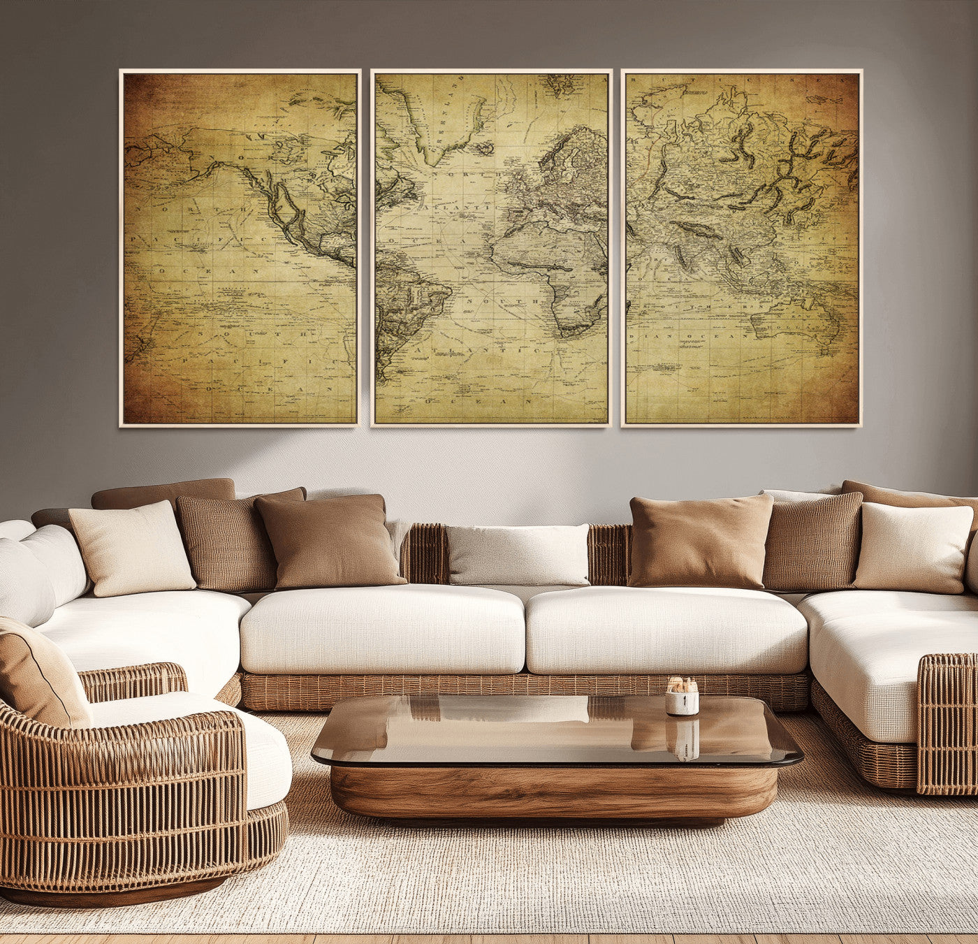 -Push Pin World Map Canvas Print – Travel Tracker Wall Art for Couples, Perfect Anniversary Gift for Home or Office Decor