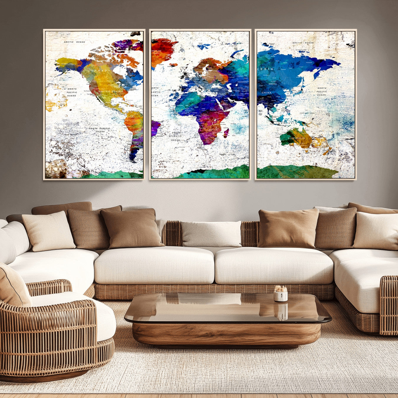 47974-MGV-CV-36X24-Push Pin World Map Canvas Print – Travel Tracker Wall Art for Couples, Perfect Anniversary Gift for Home or Office Decor