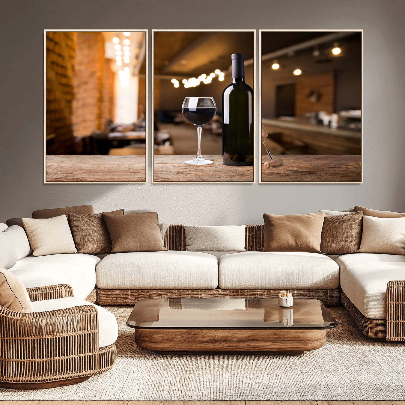 -Wine and Bottle Wall Art Canvas Print