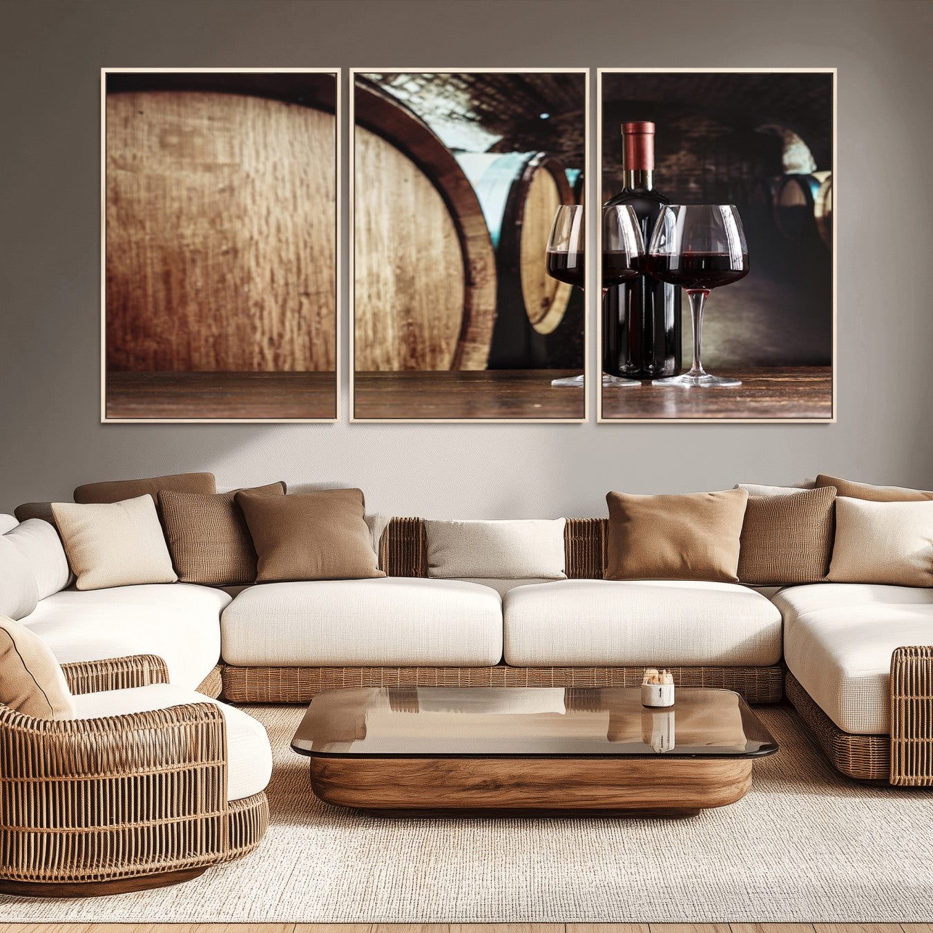 -Wine and Barrel Wall Art Canvas Print