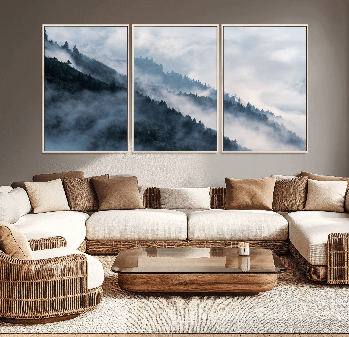 -Foggy Forest Wall Art Canvas Print – Misty Mountain Landscape Decor – Ready to Hang Nature-Inspired
