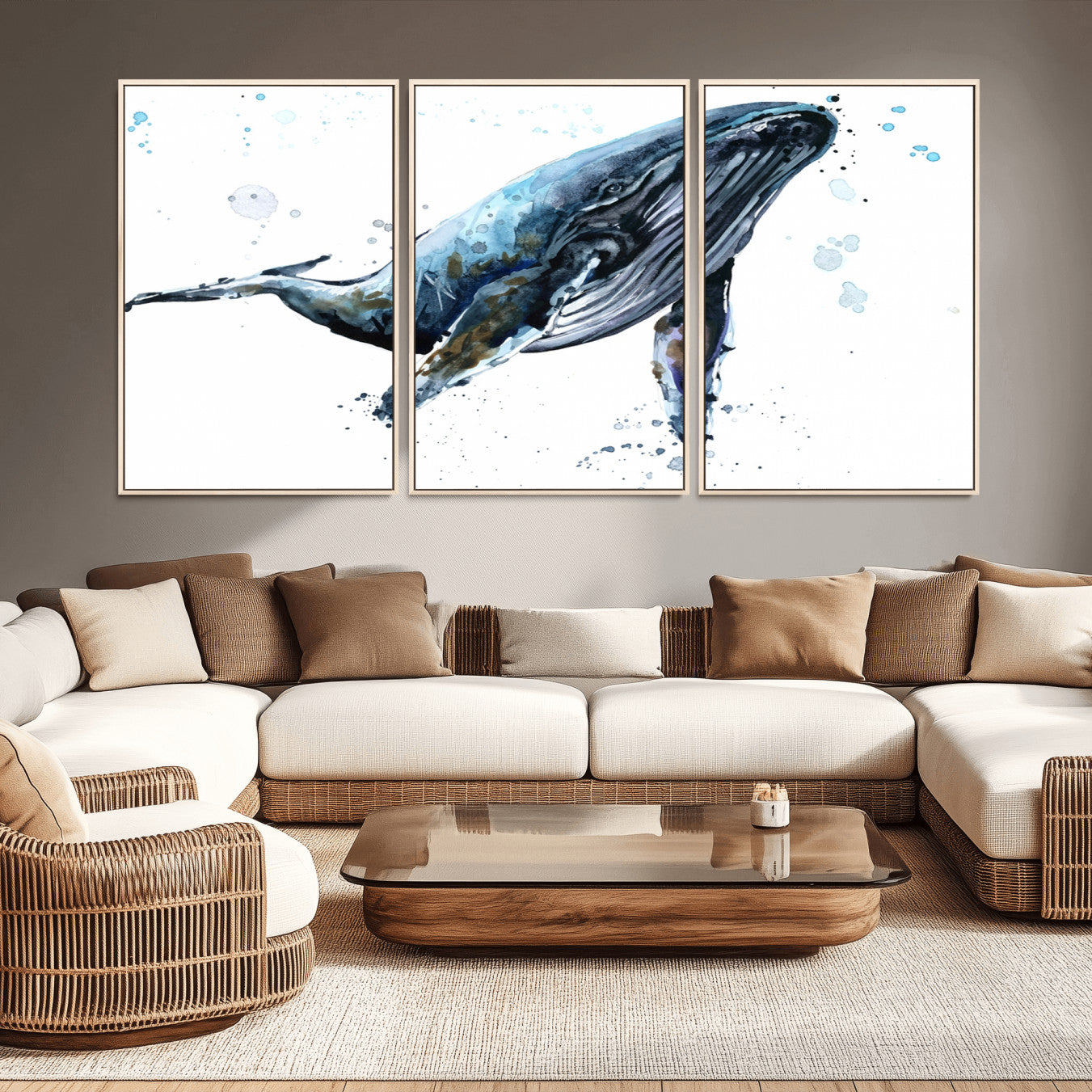-Watercolor Whale Wall Art Canvas Print