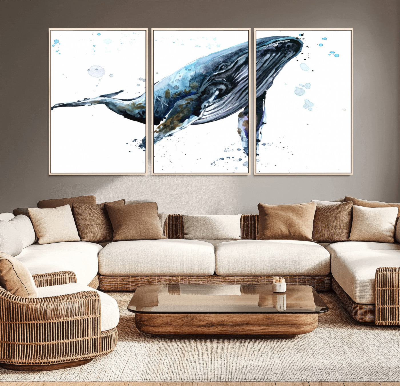 58370-MGV-CV-36X24-Watercolor Whale Wall Art Canvas Print