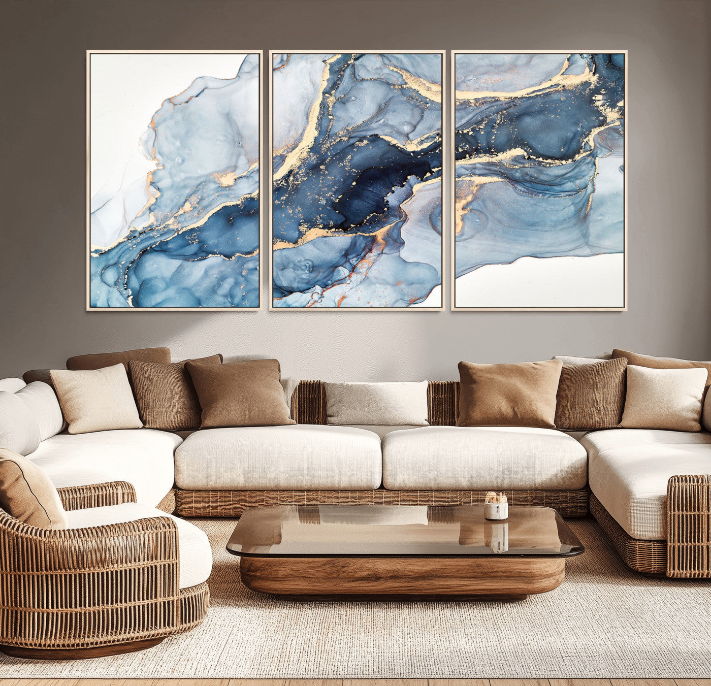 33782-MGV-CV-36X24-Abstract Art Print - Blue Abstract Canvas Wall Art Print Abstract Art Fluid Effect Marble Wall Art