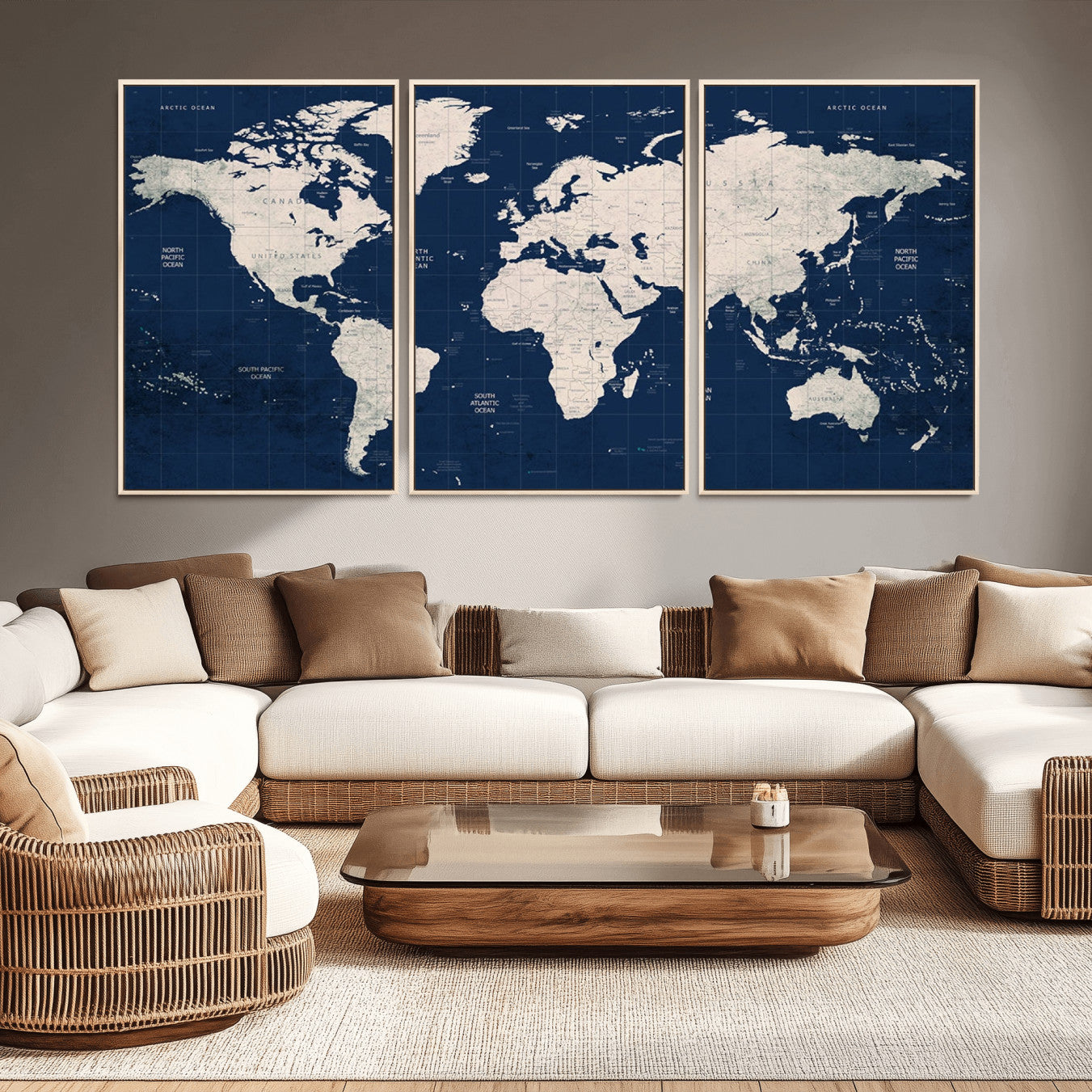 -Push Pin World Map Canvas Print – Travel Tracker Wall Art for Couples, Perfect Anniversary Gift for Home or Office Decor