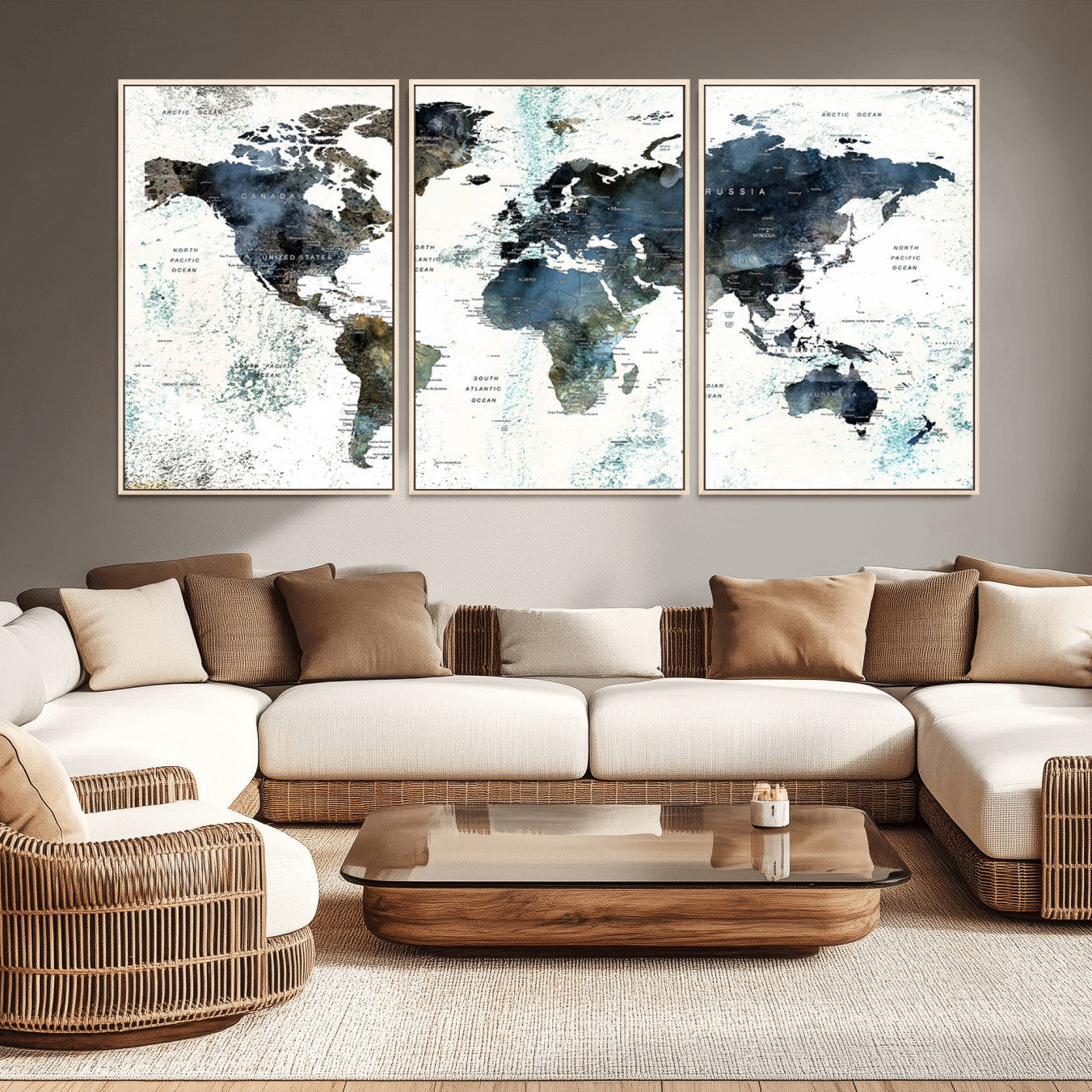 75398-MGV-CV-36X24-Push Pin World Map Canvas Print – Travel Tracker Wall Art for Couples, Perfect Anniversary Gift for Home or Office Decor