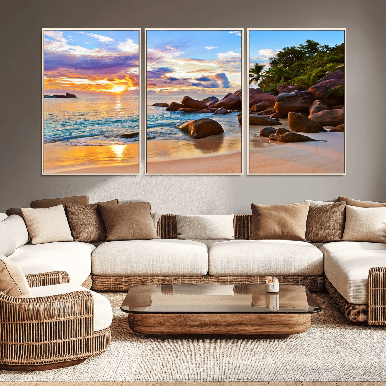 -Tropical Island Beach Sunset Canvas Print