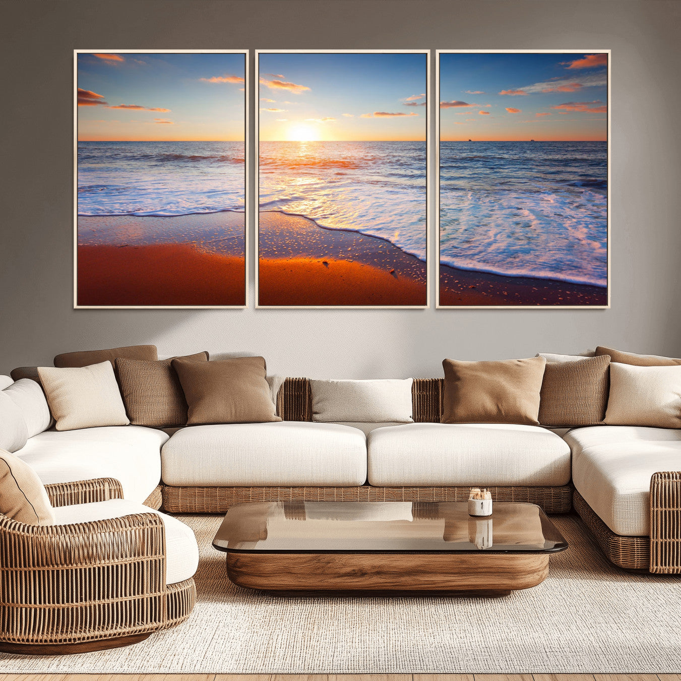 96736-MGV-CV-36X24-Ocean Beach Canvas Wall Art Beach Canvas, Coastal Sunset Tropical Island Beach Sunset Artwork Print