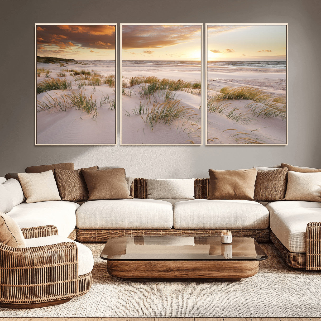 61246-MGV-CV-36X24-Flight Over Coastal Beach Landscape, Flight Over Coastal Beach Print Canvas Wall Art