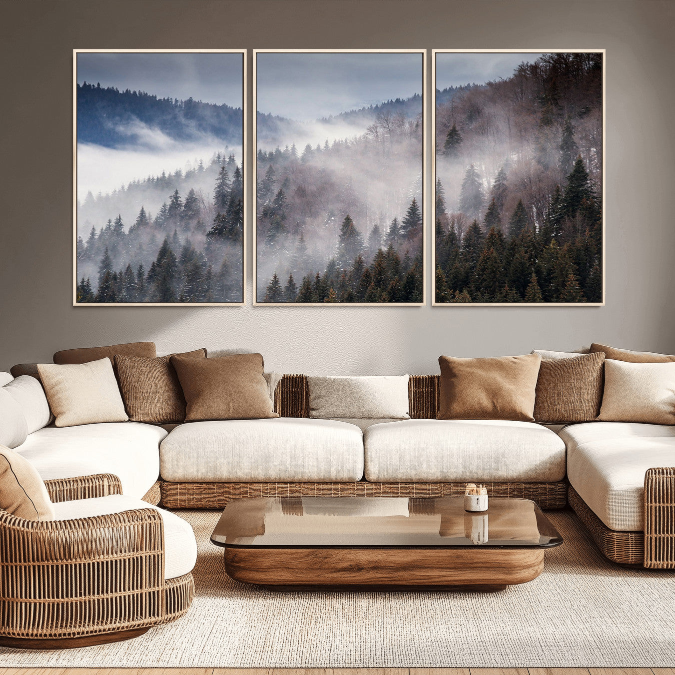 18459-MGV-CV-36X24-Beautiful Rising Fog in Winter Mountain Landscape- Framed Rising Fog in Winter Mountain Canvas