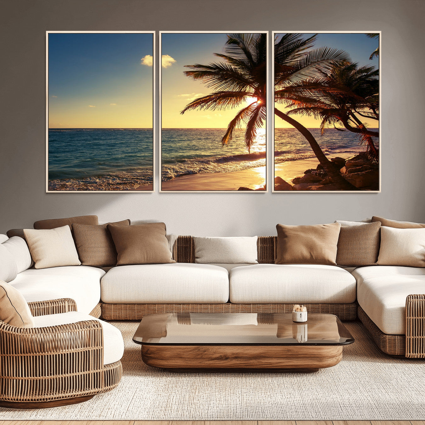 82710-MGV-CV-36X24-Sunset Palm Trees Wall Art Canvas Print