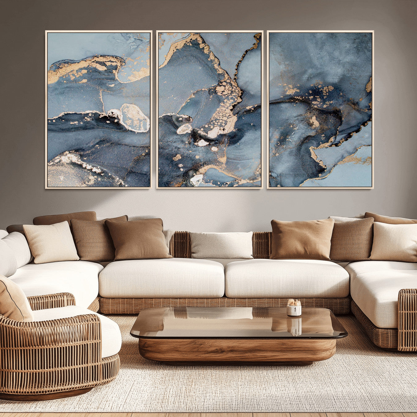 17119-MGV-CV-36X24-Multipanel Marble Fluid Effect Wall Art Abstract Canvas Wall Art Print