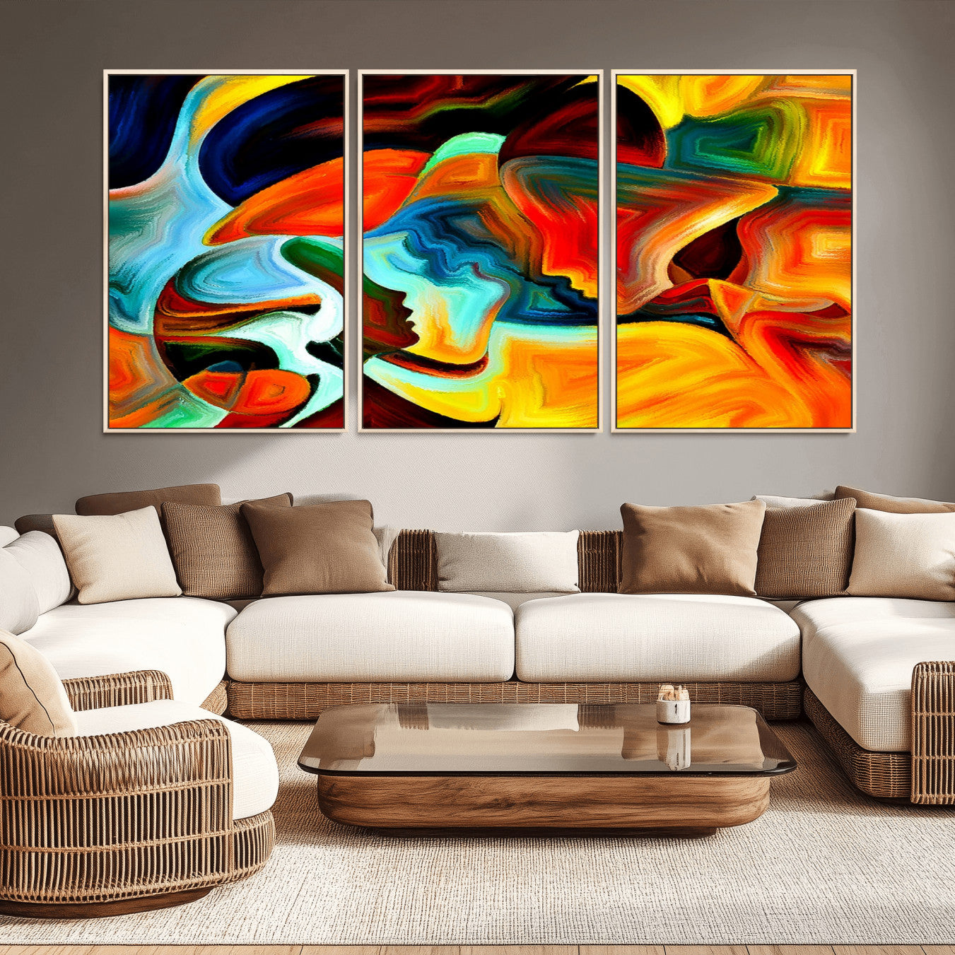 70242-MGV-CV-36X24-Human Love Figures Abstract Wall Art Canvas Print
